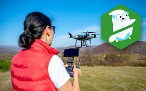 Drone control with Eyeson Ghostbuster logo